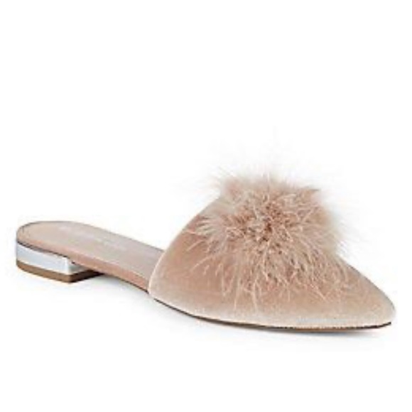 BCBGeneration Shoes - BCBGeneration Katrina Velvet Pom-Pom Mules